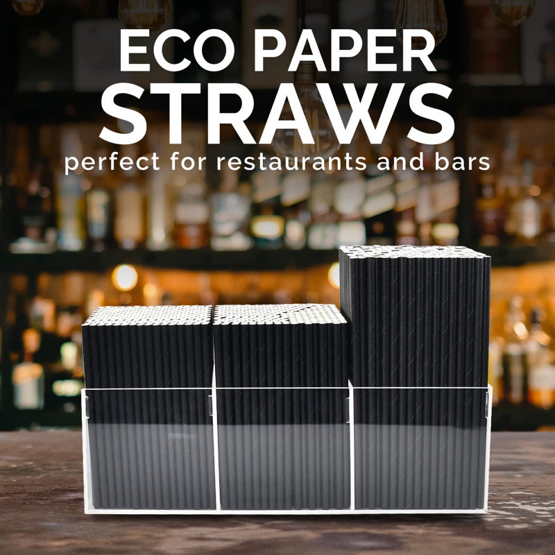 chunspak Black Paper Straws, Solid black/250 Bulk, Biodegradable Paper Drinking Straws for Cocktail, Drinks, Bars and Restaurant, 7.75"x0.24" - Image 5